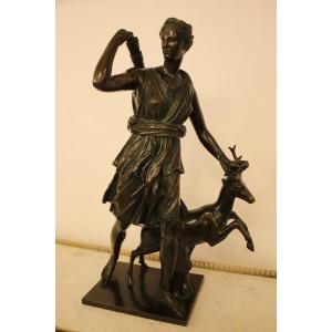 Diane Chasseresse, Sculpture En Bronze, Barbedienne Fondeur