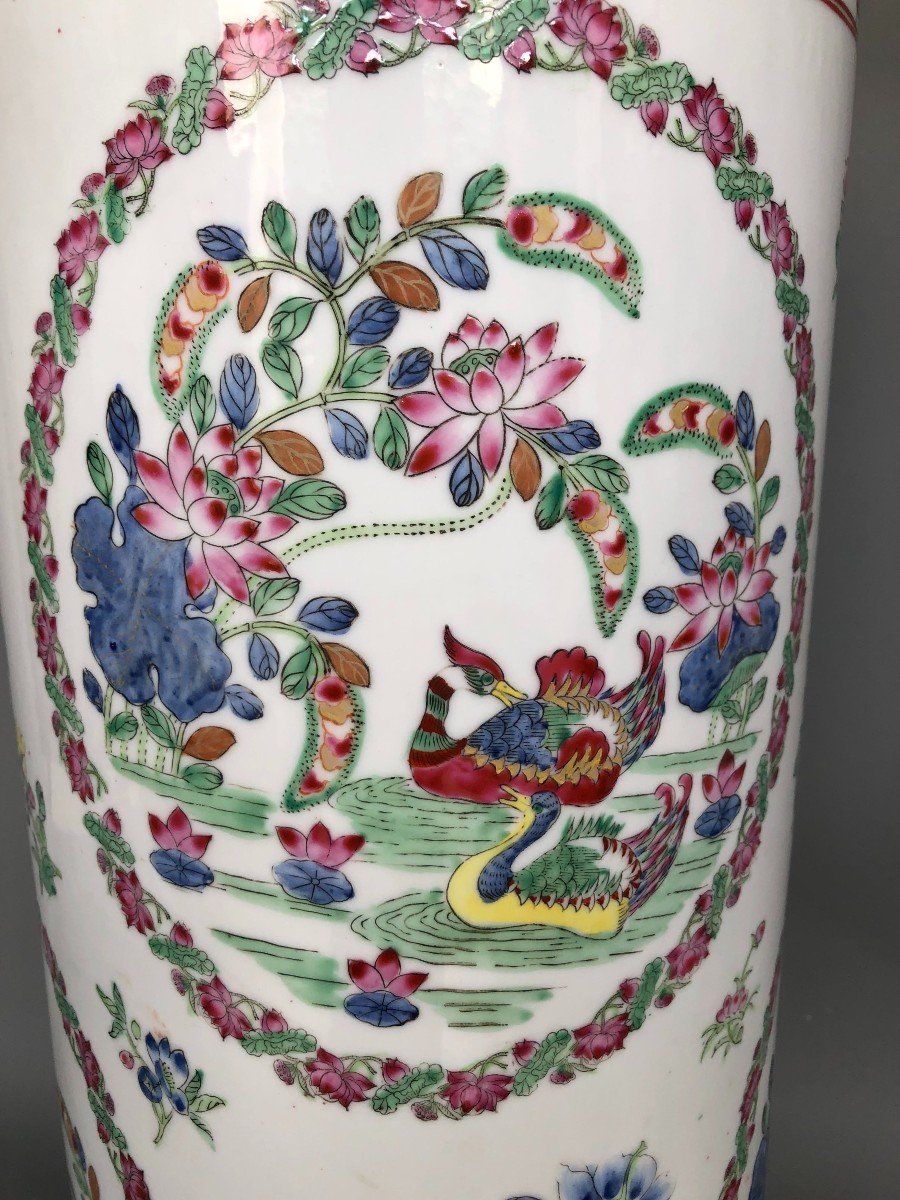 Vase Rouleau - Porcelaine De Chine - XXème -photo-3