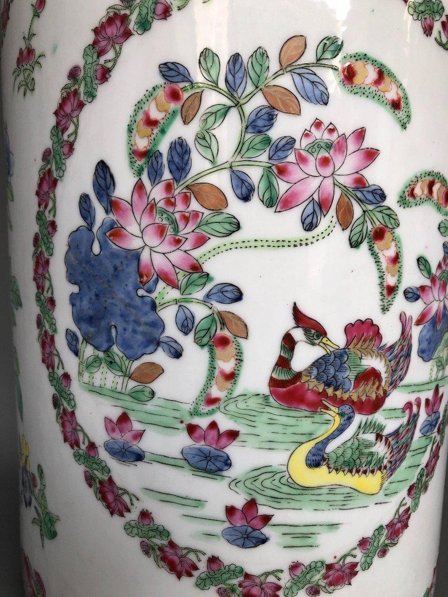 Vase Rouleau - Porcelaine De Chine - XXème -photo-4