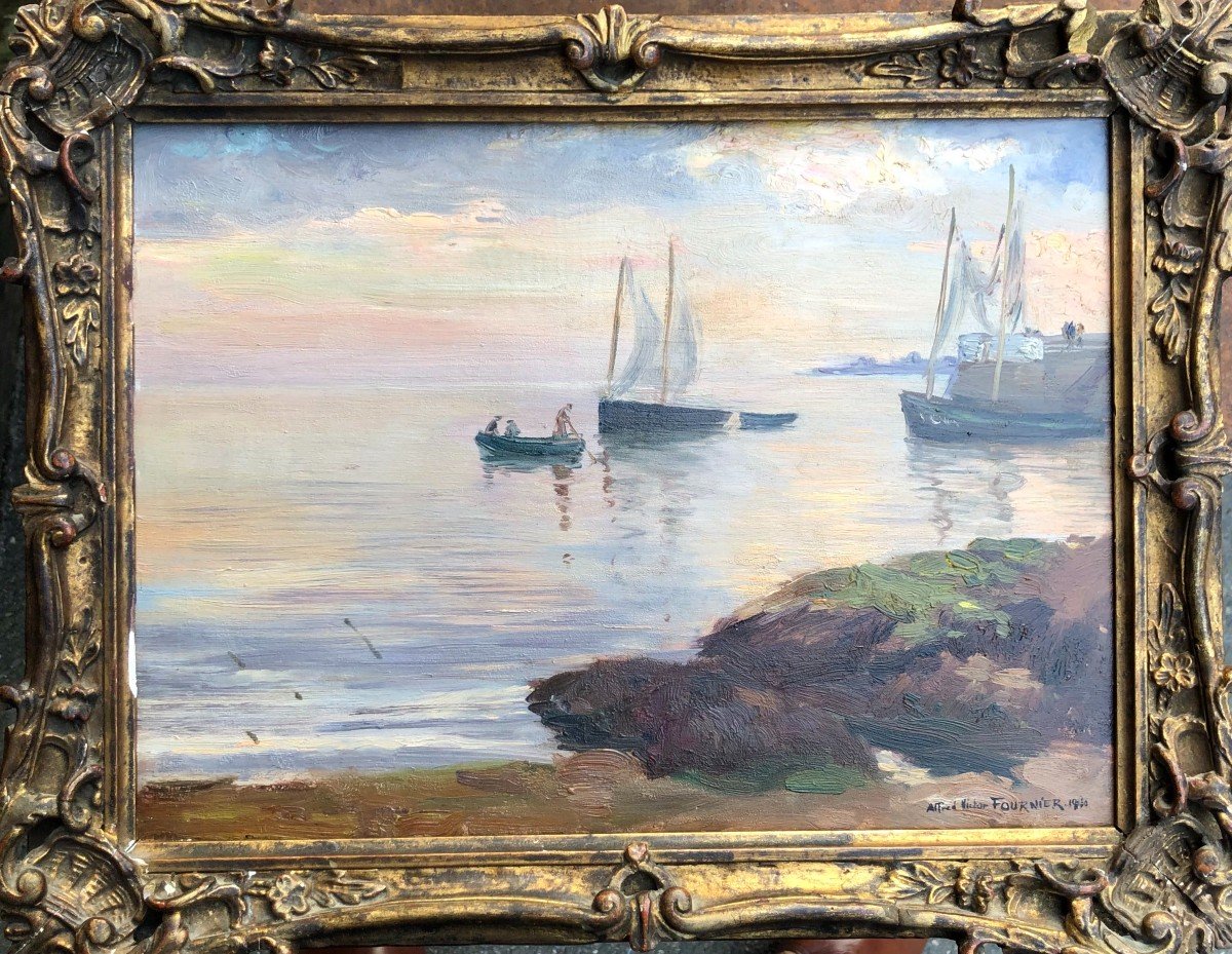Alfred Victor Fournier (1872-1924) - The Bay Of Concarneau - Brittany - 1910-photo-2