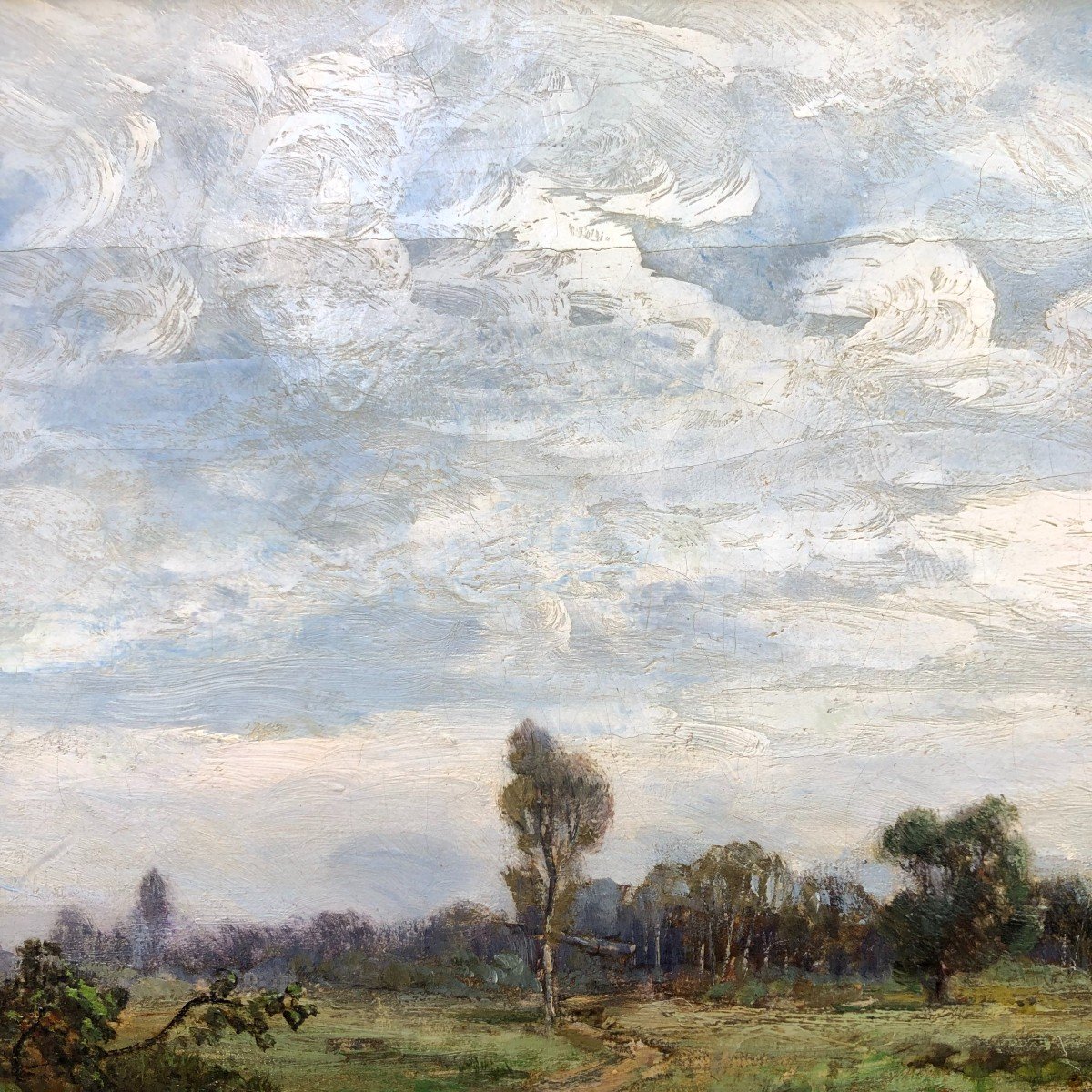 Oil On Canvas XIXth - Countryside Landscape-photo-2