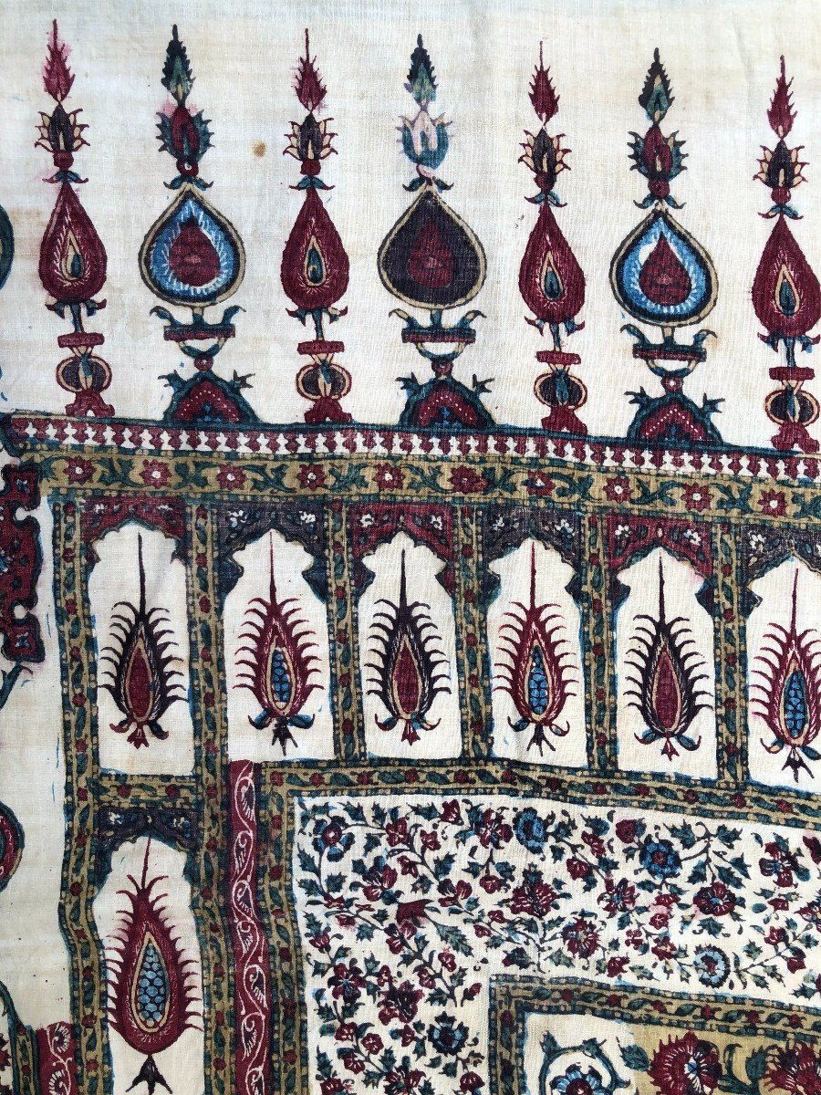 Ancien Kalamkari Ou Ghalamkar Iranien - Tissu XIXème - Art Islamique Qajar-photo-2