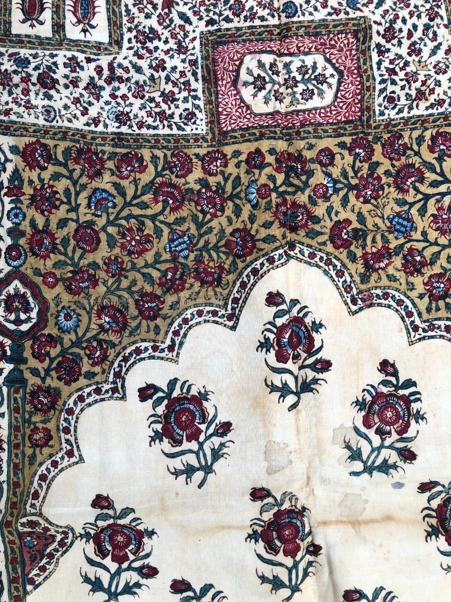 Ancien Kalamkari Ou Ghalamkar Iranien - Tissu XIXème - Art Islamique Qajar-photo-3