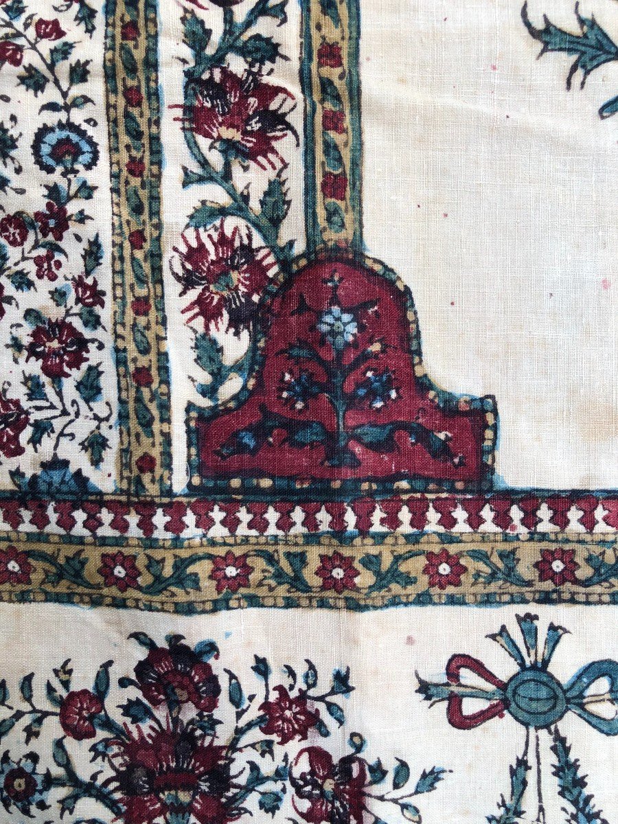 Ancien Kalamkari Ou Ghalamkar Iranien - Tissu XIXème - Art Islamique Qajar-photo-4