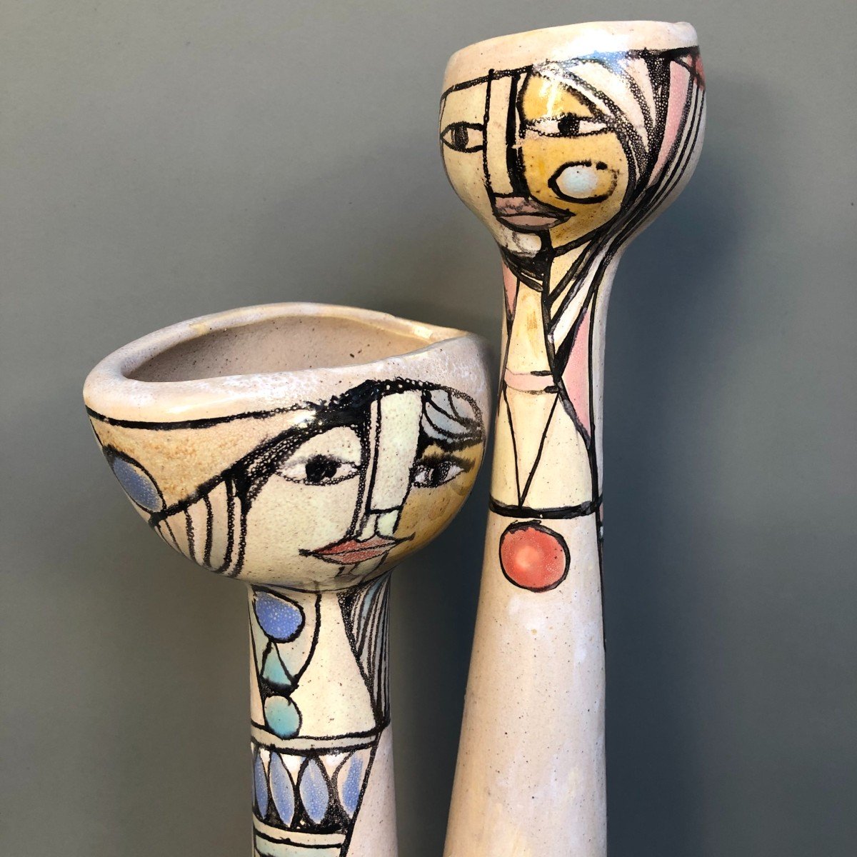 Elio Schiavon (1945-2004) - Ceramic Sculpture Vase - Two Characters-photo-2