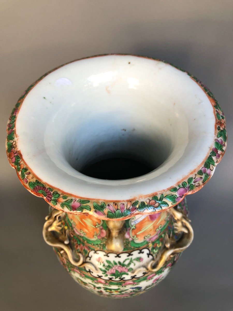 Vase En Porcelaine De Canton - Chine Fin XIXème-photo-2