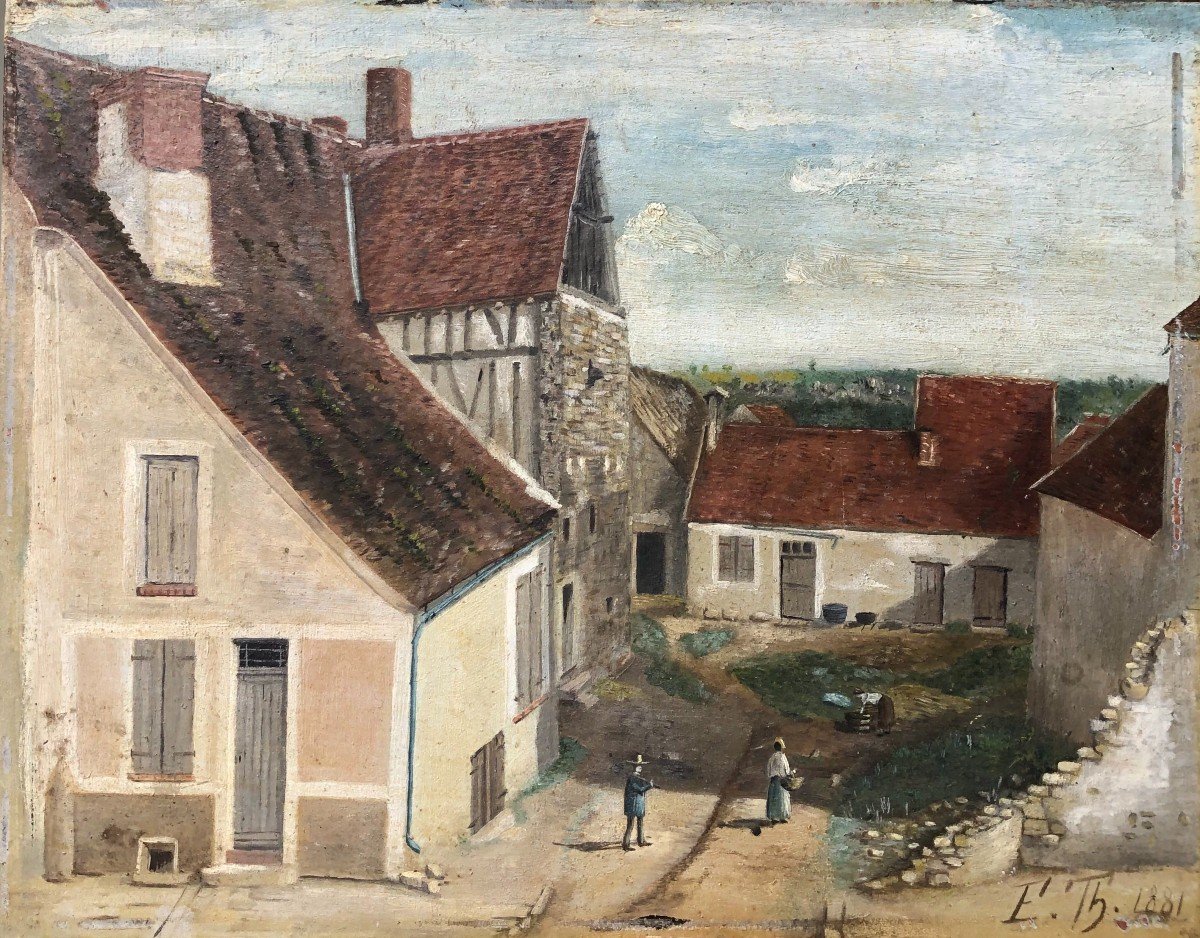 Huile Sur Carton - La Ferme - 1881 - Signé