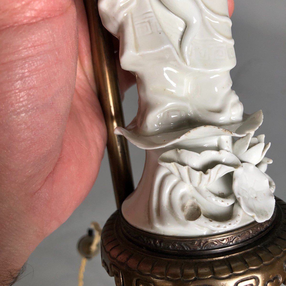 Lampe d'époque Fin XIXème - Porcelaine chinoise Blanc De Chine XIXème-photo-2