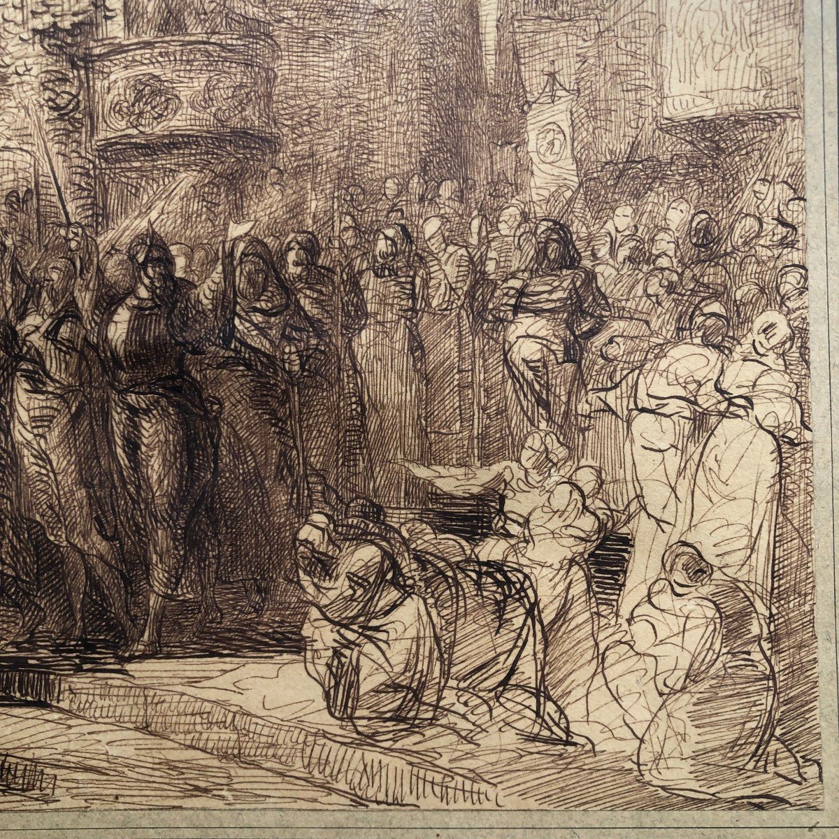 Joseph Navlet (1821-1889) - Pen Drawing - Military Parade-photo-3