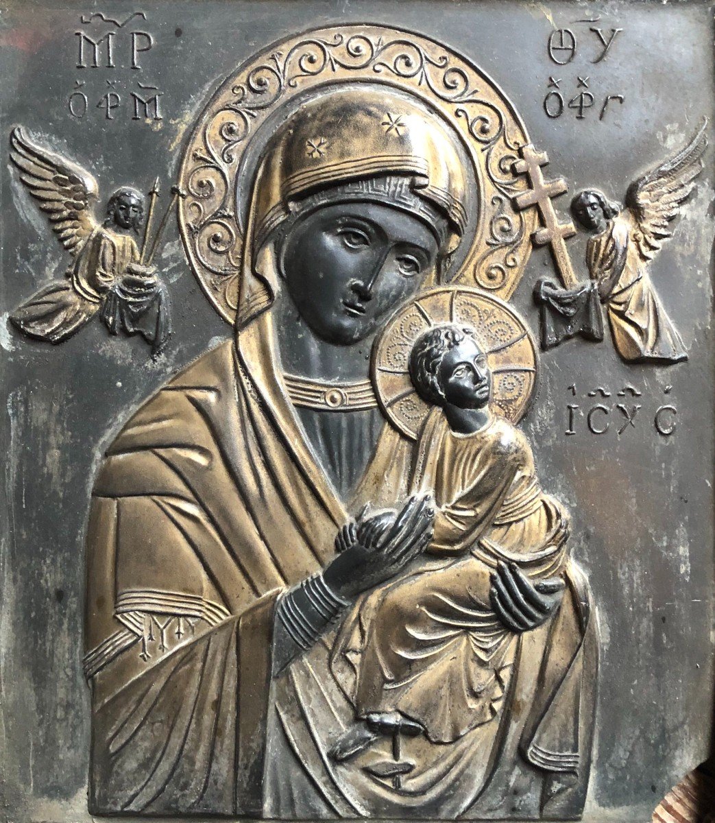 Ancienne Icône Russe Ou Grecque Orthodoxe - Vierge à l'Enfant