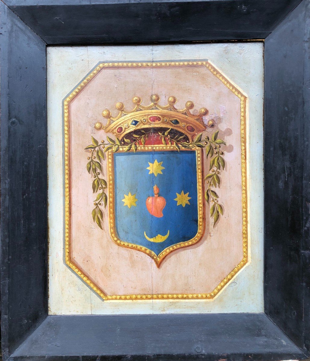 18th Century Painting - Italy - Coat Of Arms, Coat Of Arms Or Weapon -photo-2
