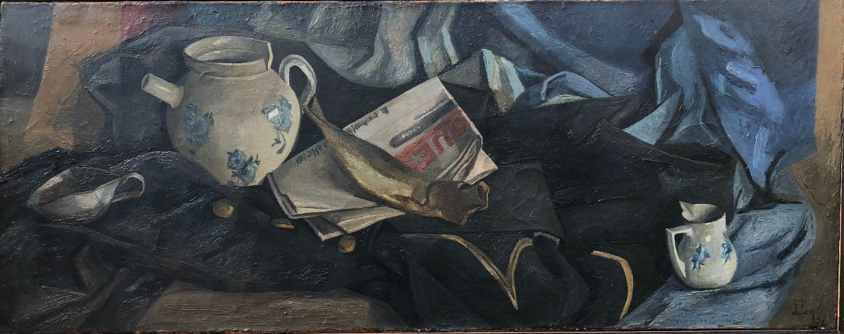 Jean-pierre Dulucq (1942-2019) - Still Life In The Journal - Dated 1972