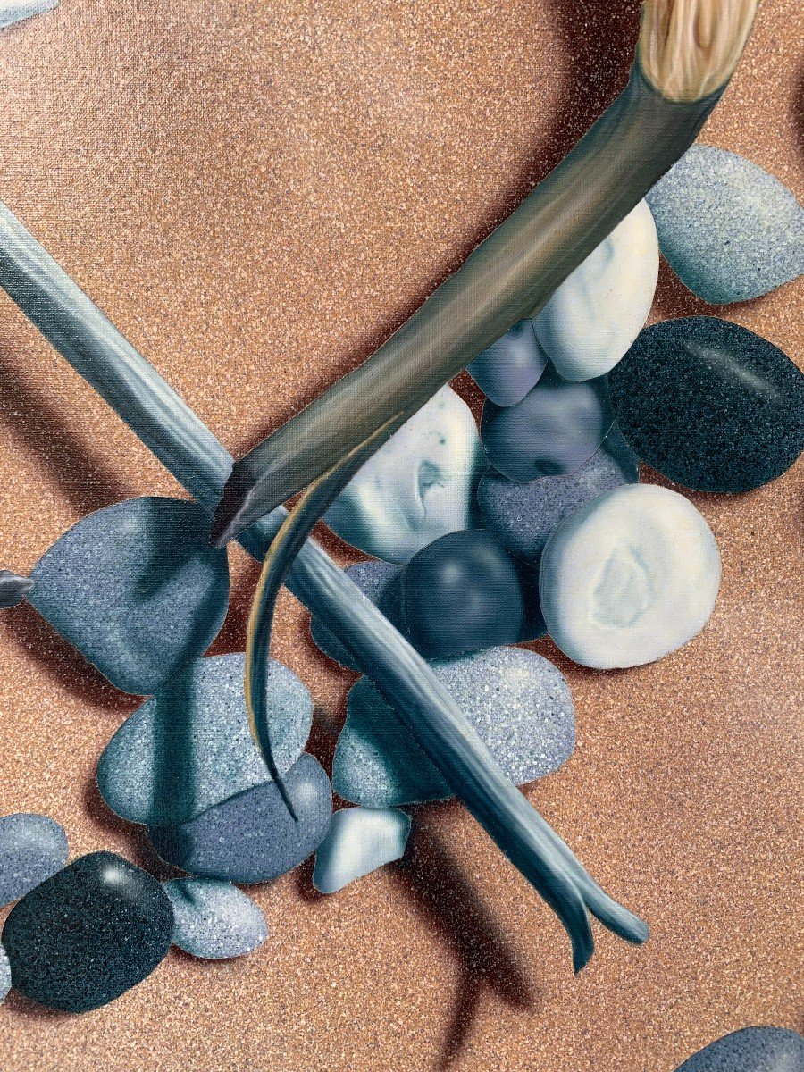 Dominique Mulhem (1952) - Huile Sur Toile - Equilibre Budgétaire - Galets -photo-3