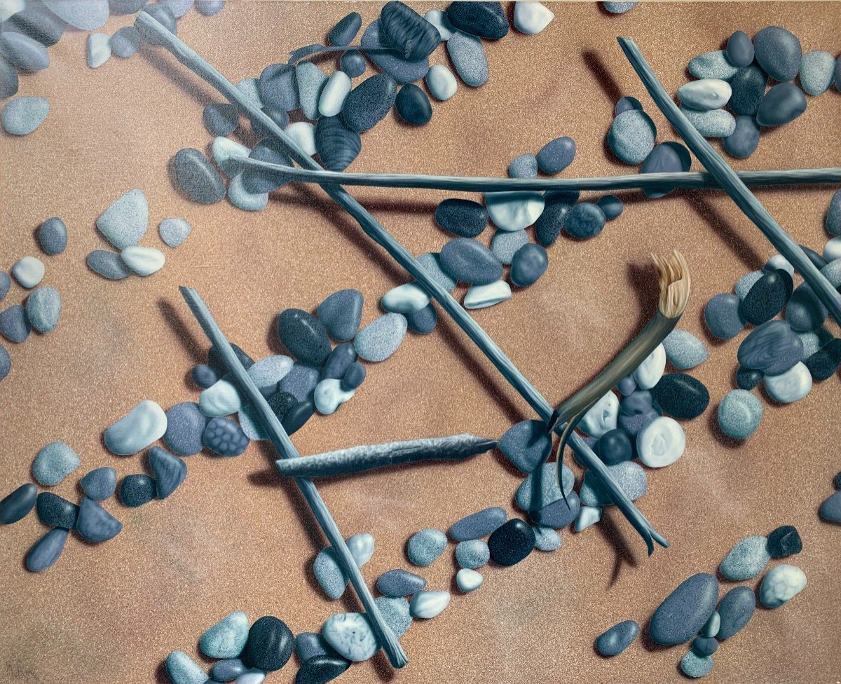 Dominique Mulhem (1952) - Huile Sur Toile - Equilibre Budgétaire - Galets 