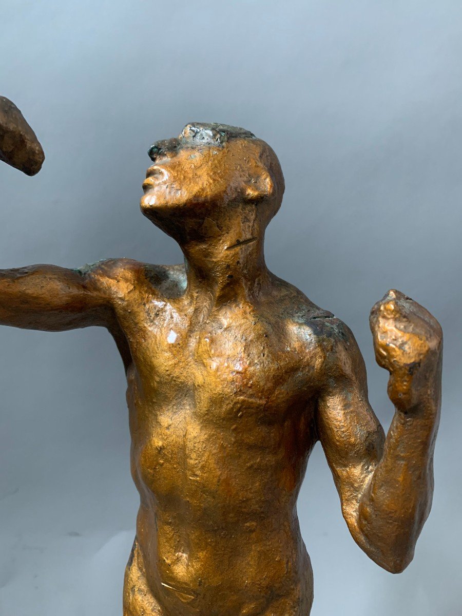 Sculpture - Bronze - 1914 - Homme Nu - Signé - Ecole De Rodin-photo-2