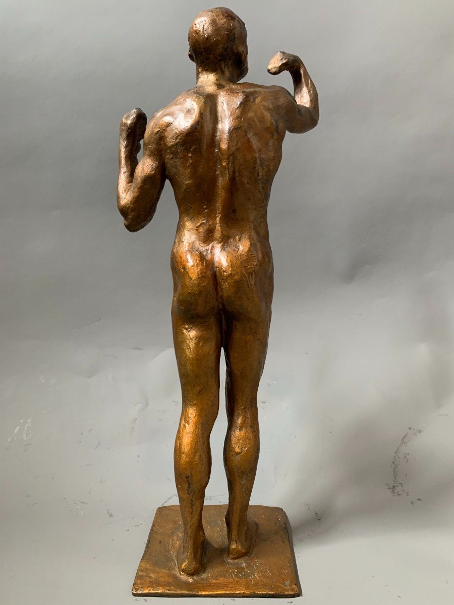 Sculpture - Bronze - 1914 - Homme Nu - Signé - Ecole De Rodin-photo-2