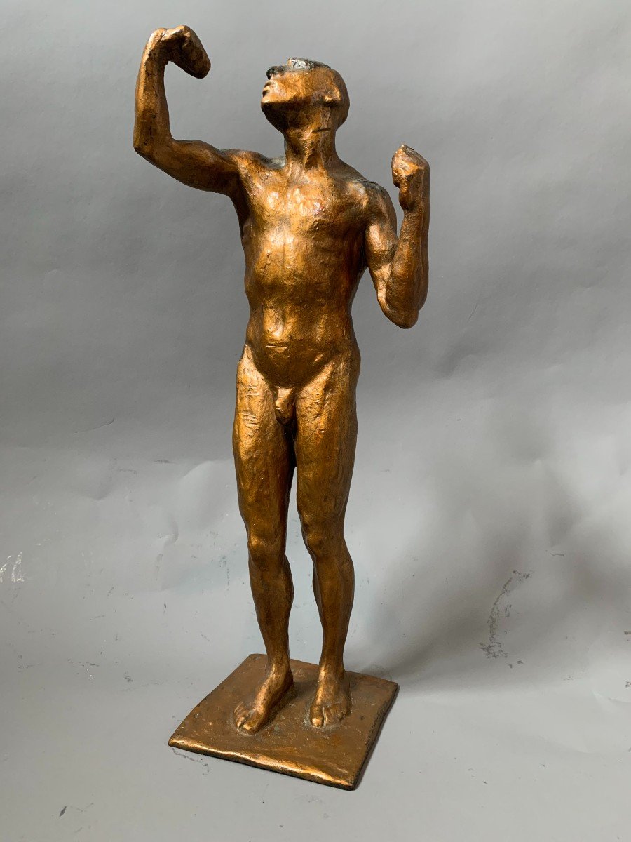 Sculpture - Bronze - 1914 - Homme Nu - Signé - Ecole De Rodin