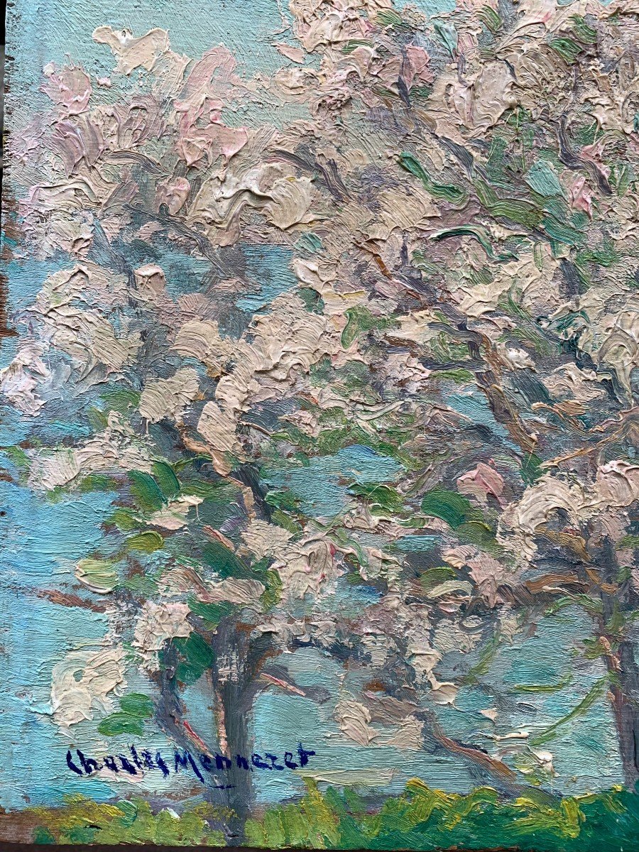 Charles Menneret (1876-1946) - Brittany Seaside Landscape - Oil On Wood Panel-photo-2