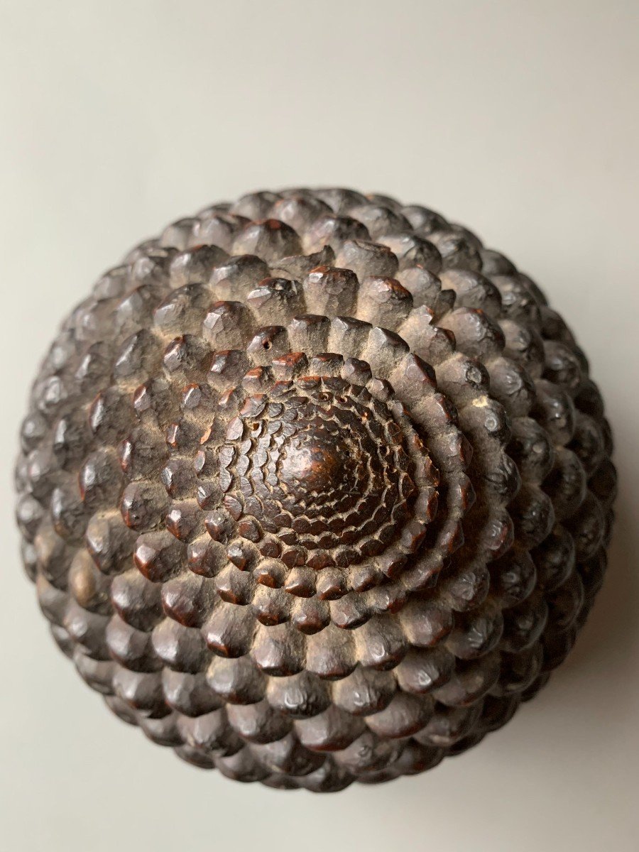 Grande Pomme De Pin En Bois XIXème - Décoration-photo-2