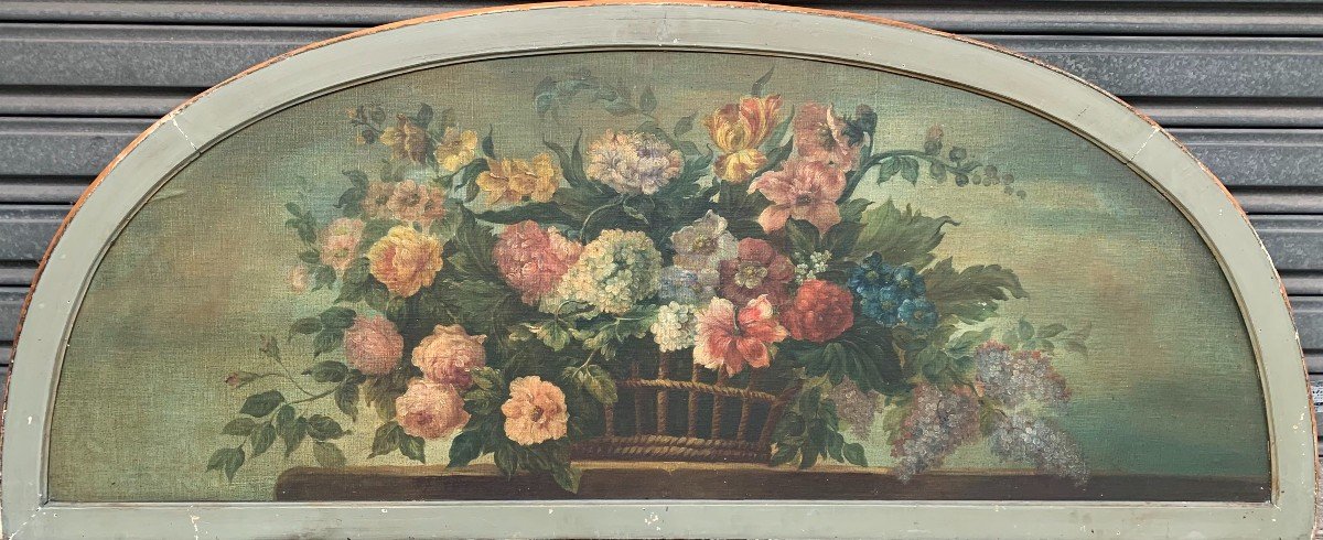 Large Painting - Oil On Canvas - Early 19th Century - Still Life Bouquet Of Flowers
