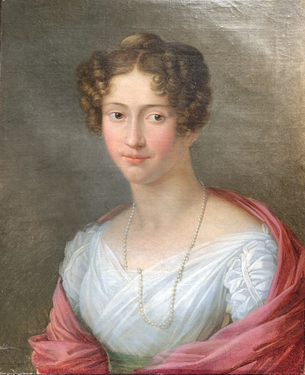 Augustin Van Den Berghe (1756-1836) - Oil On Canvas - 1825 - Portrait Of Charlotte Du Py