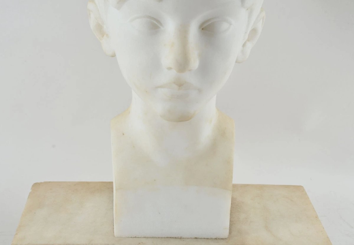Bust Of A Young Boy - Carrara Marble - 1930s - Signed Bilerstein-photo-3