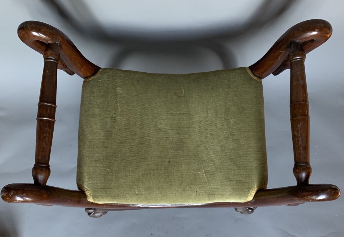 19th Century Curule Stool - Lion Paw Legs And Swan Neck Uprights-photo-4