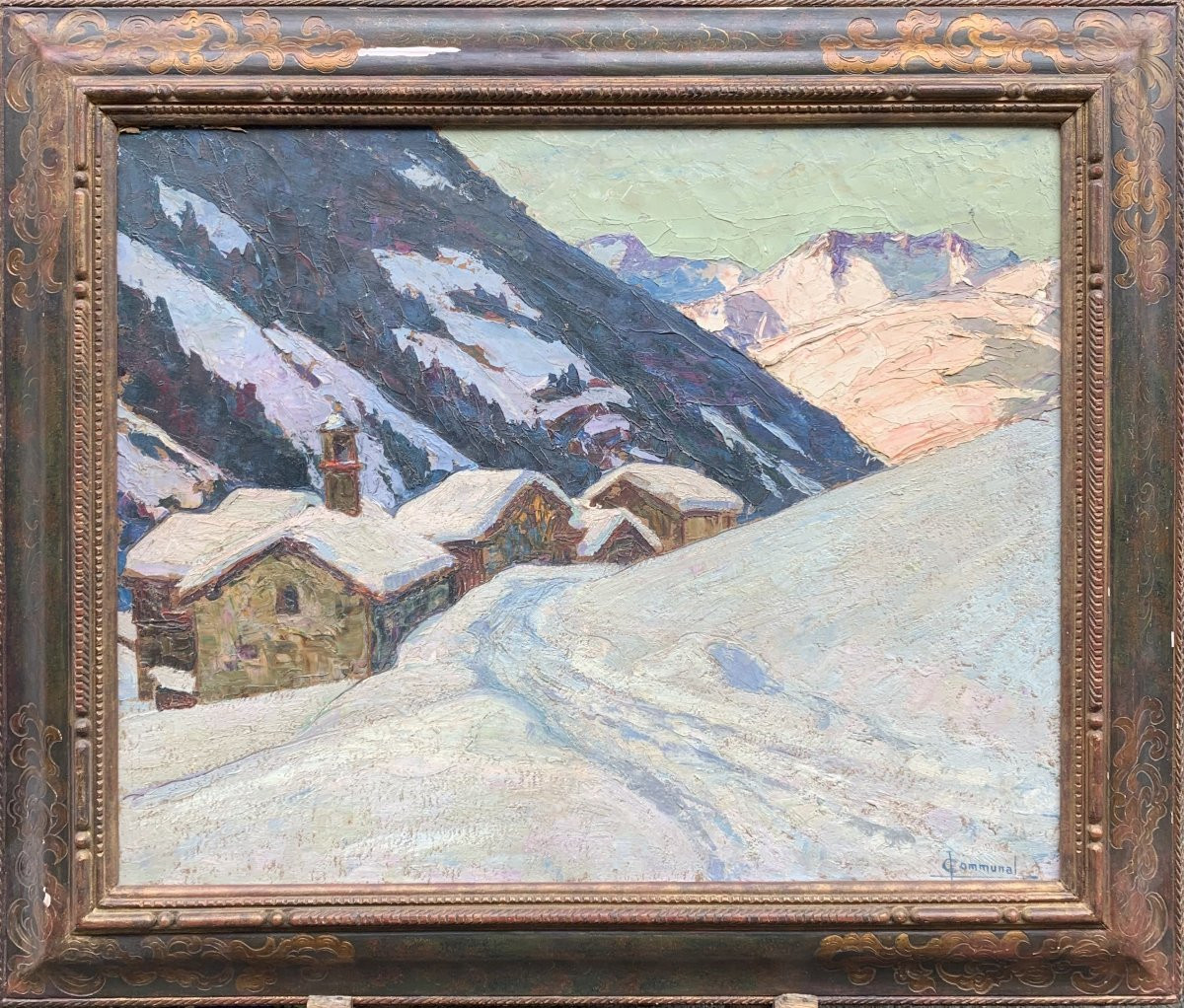 Joseph-Victor Communal (1876–1962) – Le village de Peisey sous la neige - 1922-photo-2