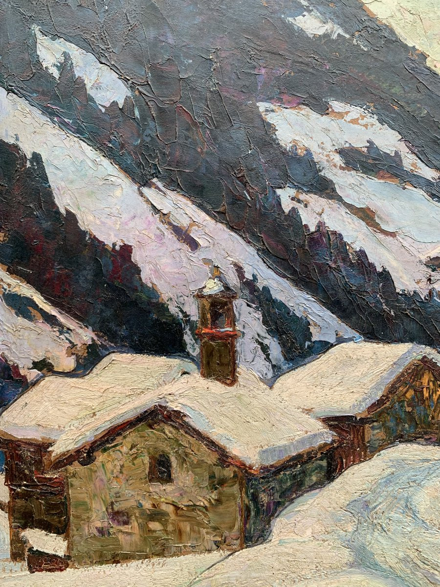 Joseph-Victor Communal (1876–1962) – Le village de Peisey sous la neige - 1922-photo-3