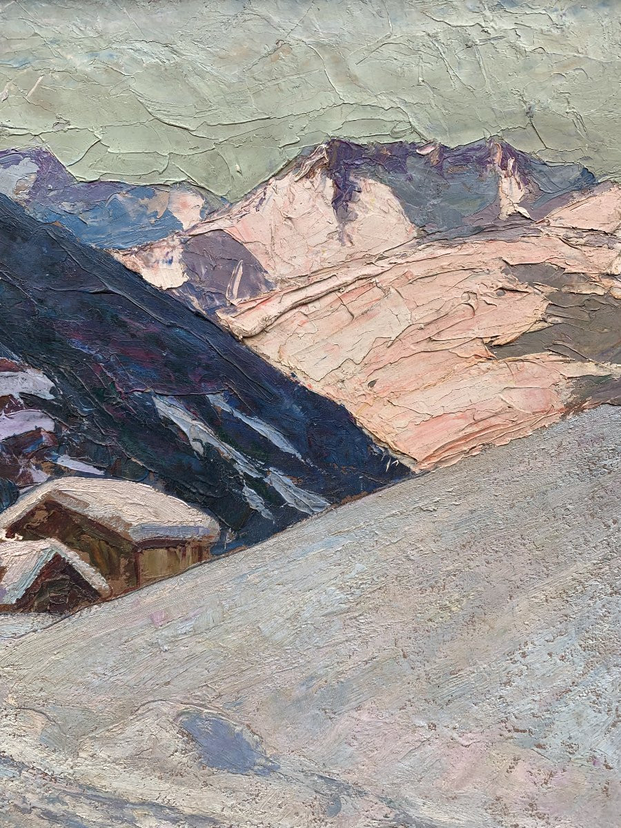 Joseph-Victor Communal (1876–1962) – Le village de Peisey sous la neige - 1922-photo-4