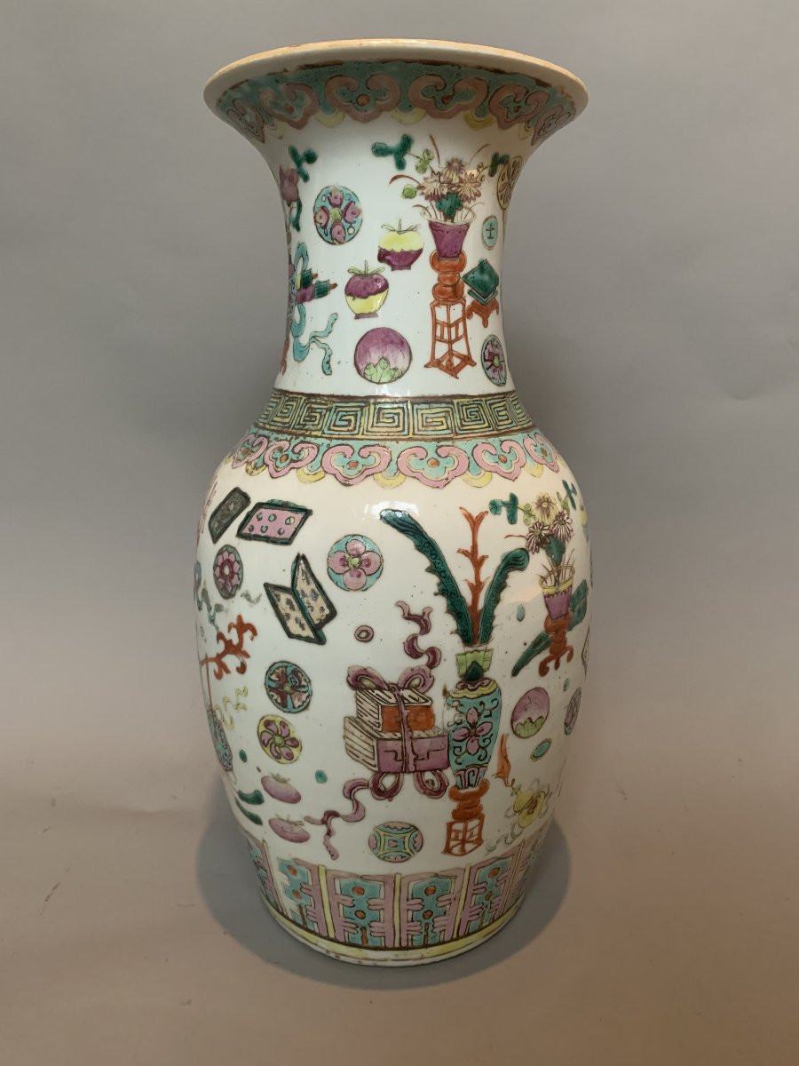 Vase chinois en porcelaine – Famille Rose – XIXᵉ siècle-photo-2