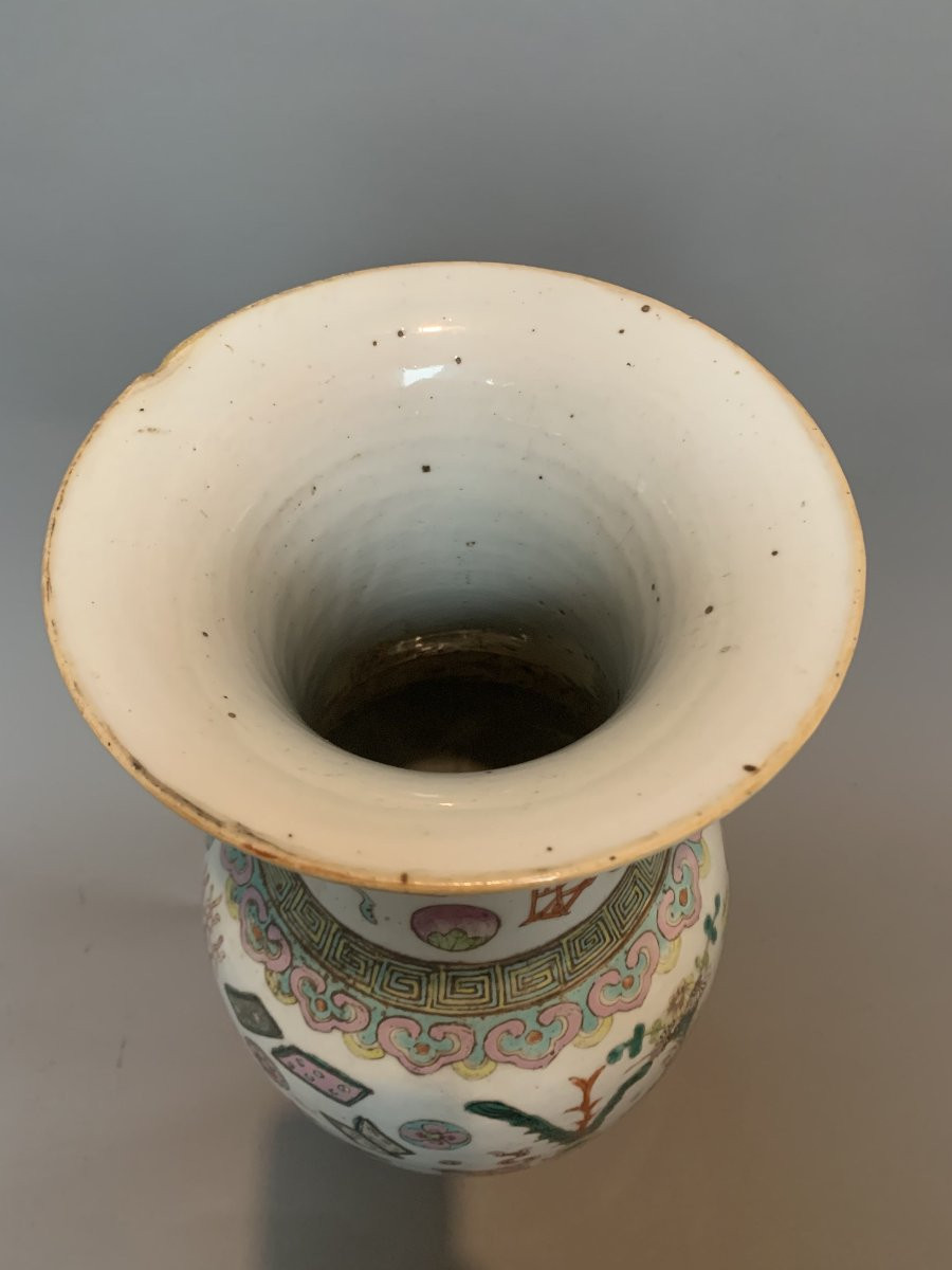 Vase chinois en porcelaine – Famille Rose – XIXᵉ siècle-photo-4