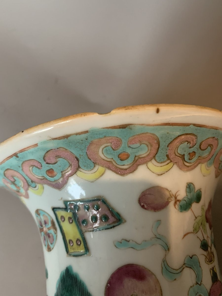 Vase chinois en porcelaine – Famille Rose – XIXᵉ siècle-photo-1