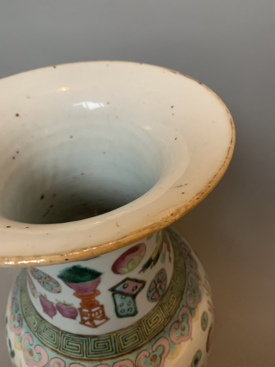 Vase chinois en porcelaine – Famille Rose – XIXᵉ siècle-photo-2
