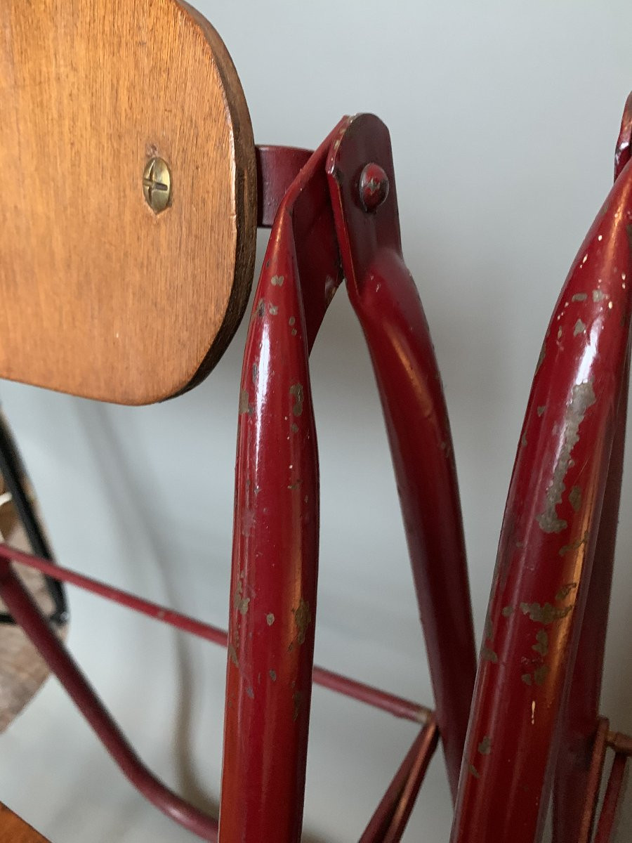 Paire de chaises pliantes Bienaise – Frères Nelson – Années 1930-photo-3