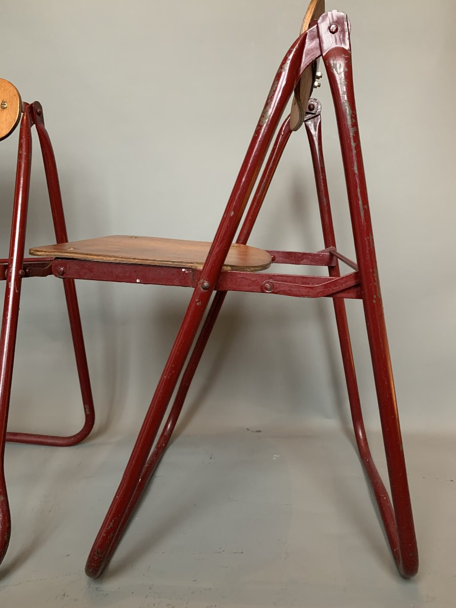 Paire de chaises pliantes Bienaise – Frères Nelson – Années 1930-photo-2