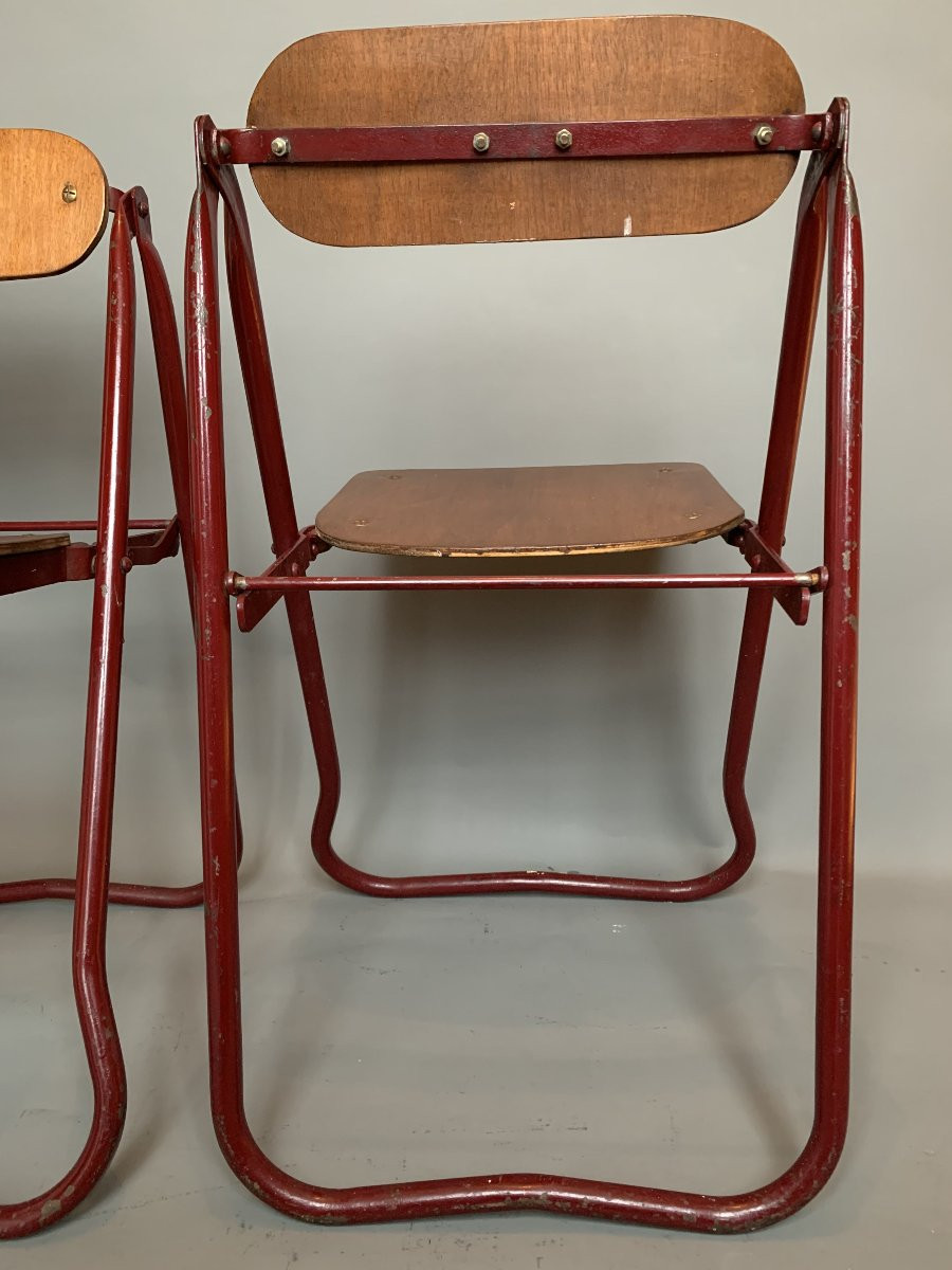 Paire de chaises pliantes Bienaise – Frères Nelson – Années 1930-photo-3