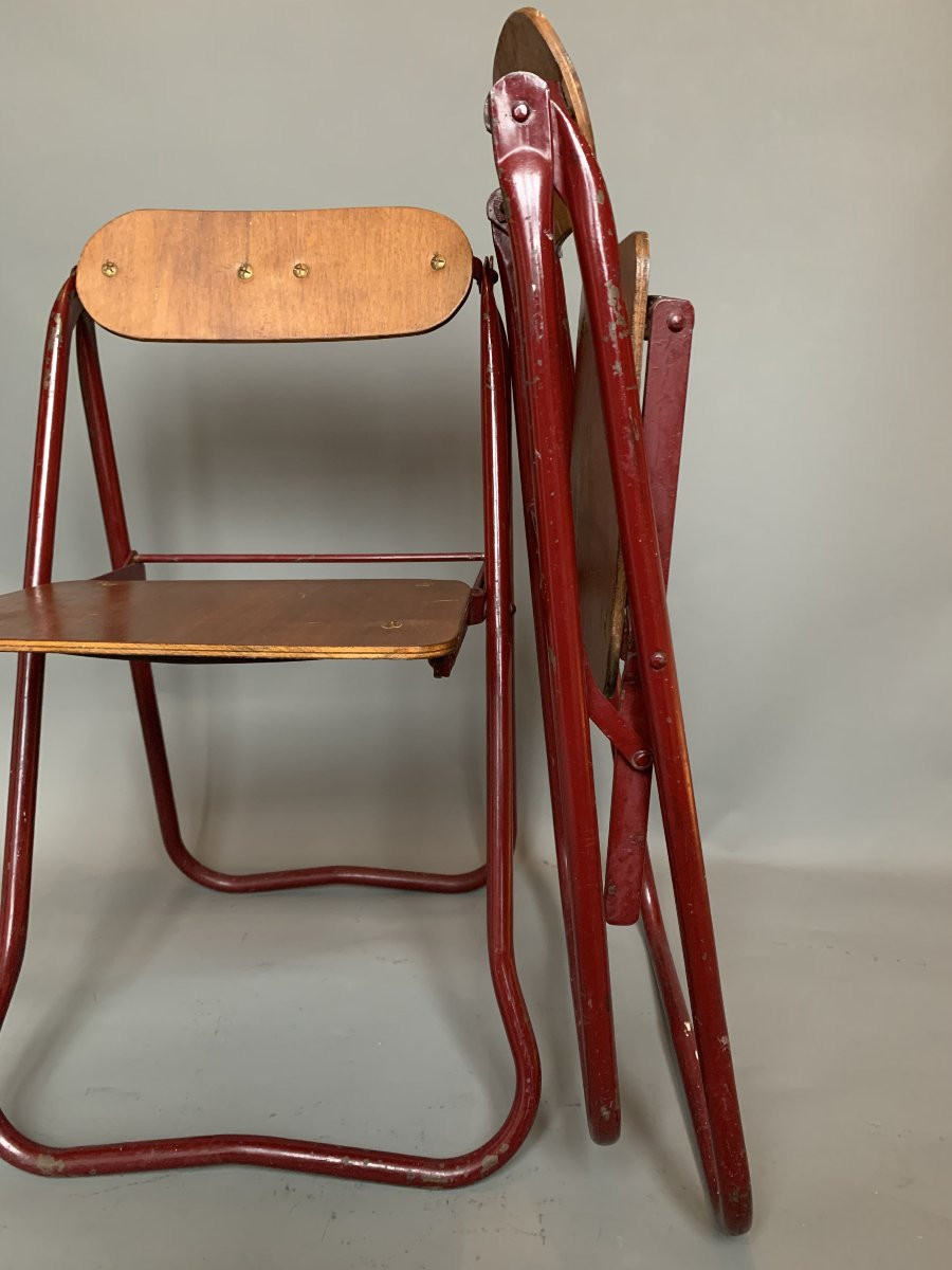 Paire de chaises pliantes Bienaise – Frères Nelson – Années 1930-photo-5