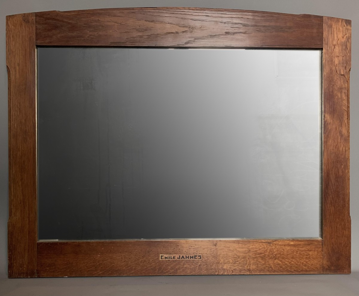 Grand miroir - Art Nouveau en chêne - Début XXème