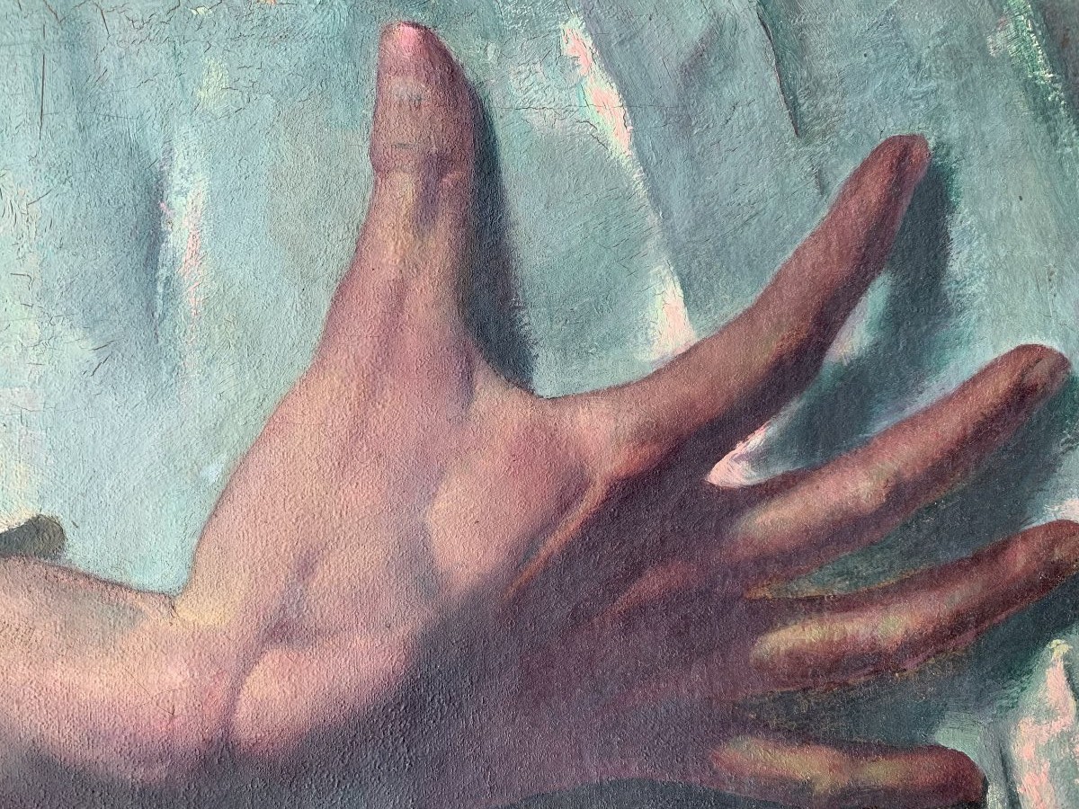 Étude de main - Huile sur toile – début du XXᵉ siècle-photo-3