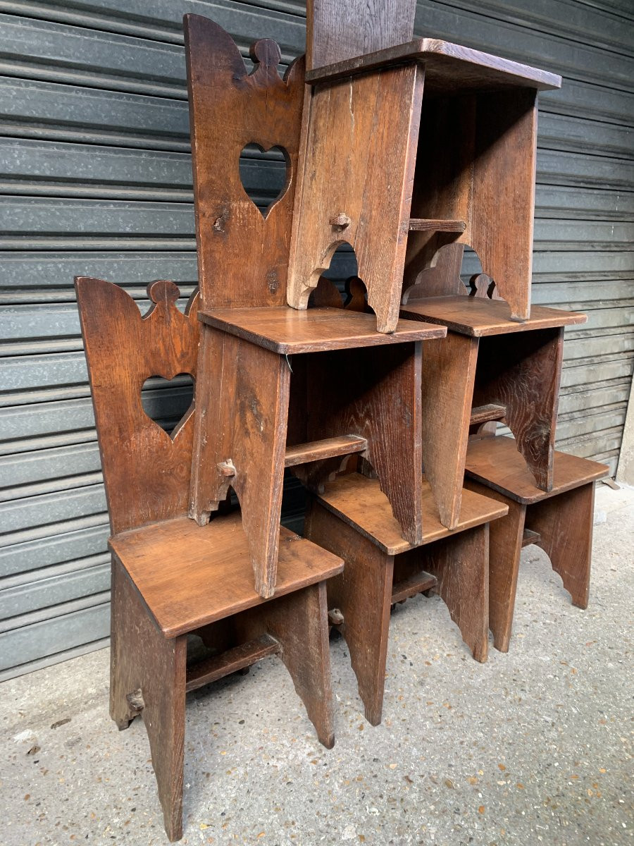 Série de six chaises en chêne – vers 1900 – Mouvement Arts & Crafts-photo-2