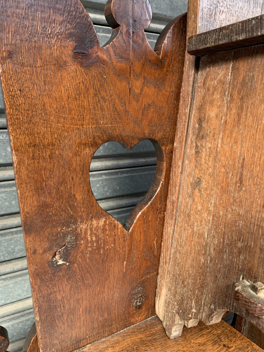 Série de six chaises en chêne – vers 1900 – Mouvement Arts & Crafts-photo-4