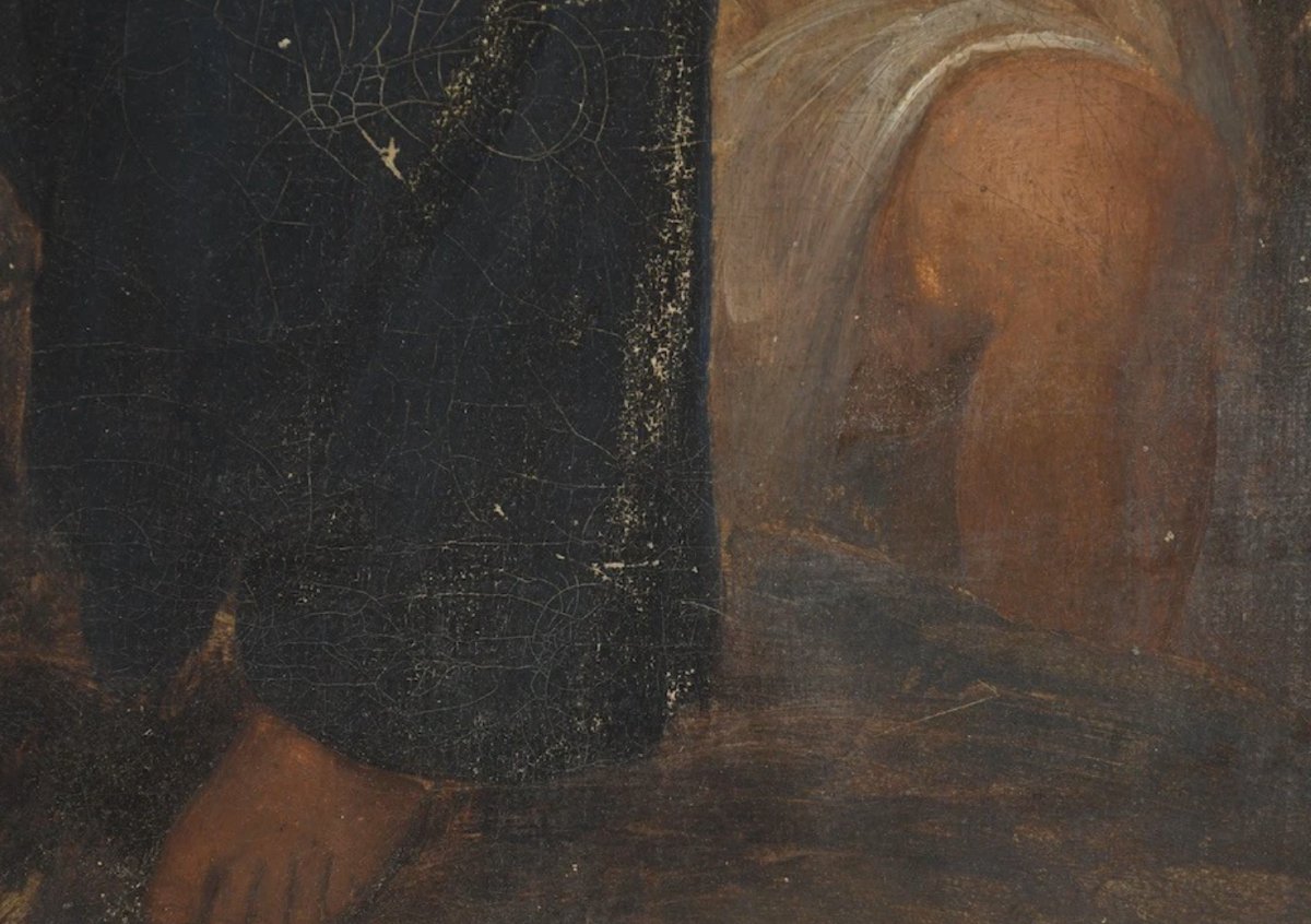 Oil On Canvas – Allegorical Scene With Two Female Figures – Late 19th Century -photo-2