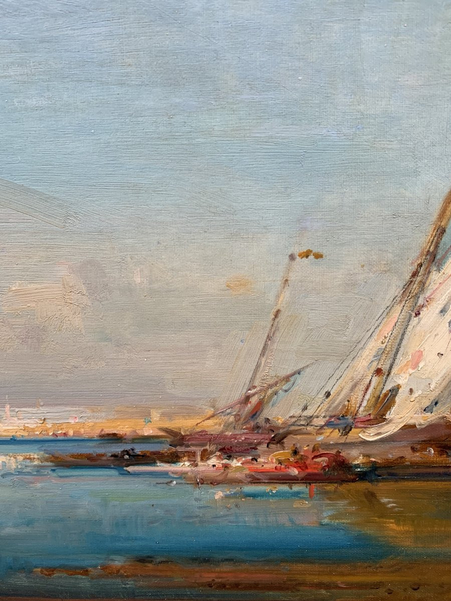 Henri Duvieux (1855-1920) – Venise animée, lumière sur la lagune - Huile sur toile-photo-4