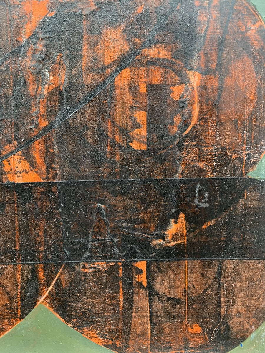 Composition abstraite – Huile sur carton – Années 1970-photo-1