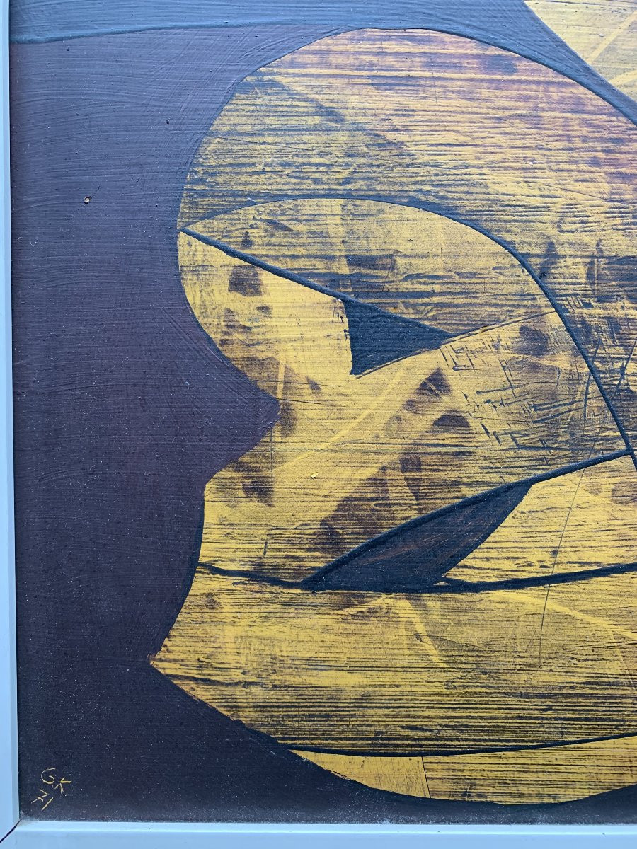 Composition abstraite – Huile sur carton – Monogramme GK - 1971-photo-4