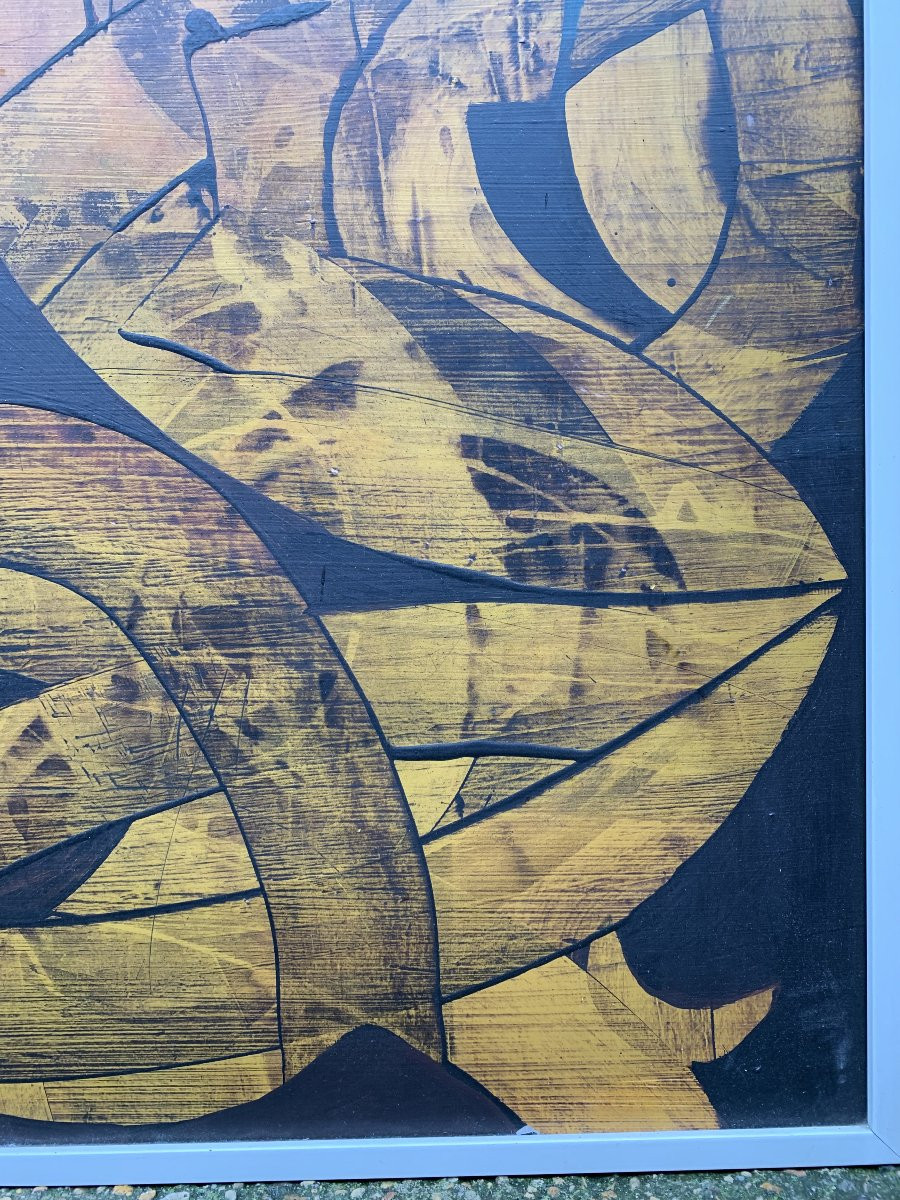 Composition abstraite – Huile sur carton – Monogramme GK - 1971-photo-1