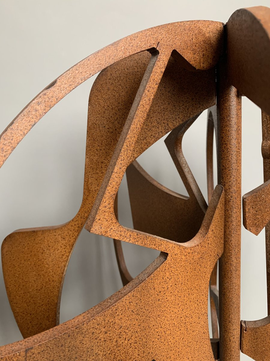 Large Abstract Sculpture From The 1990s - Stone And Iron-photo-4