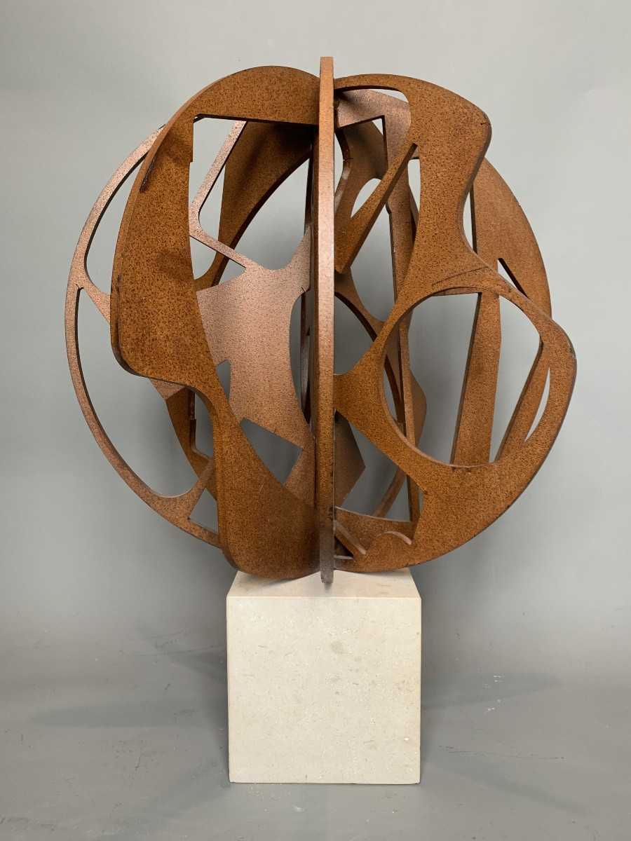 Large Abstract Sculpture From The 1990s - Stone And Iron