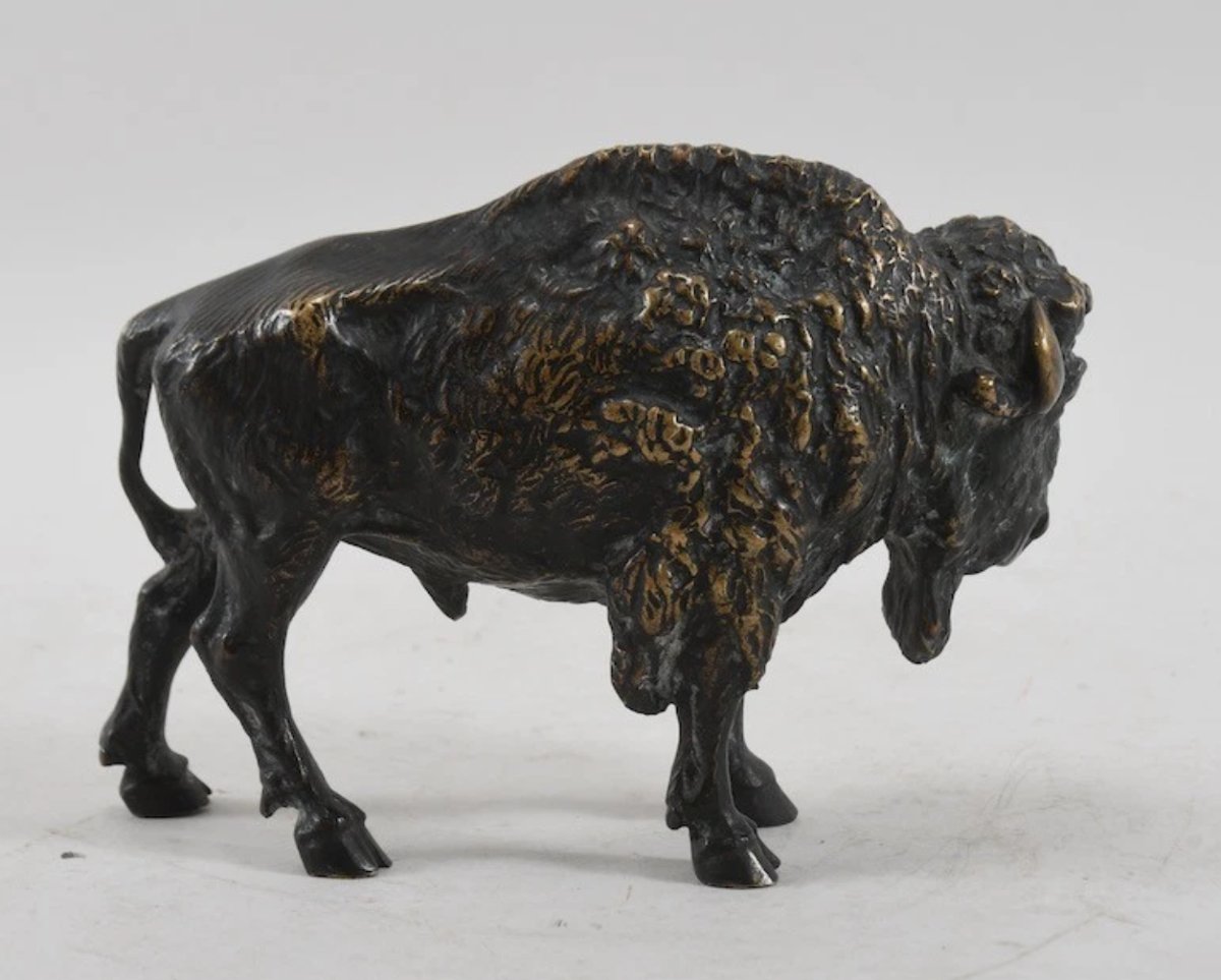 Bison en bronze – Fin XIXe / Début XXe siècle-photo-3